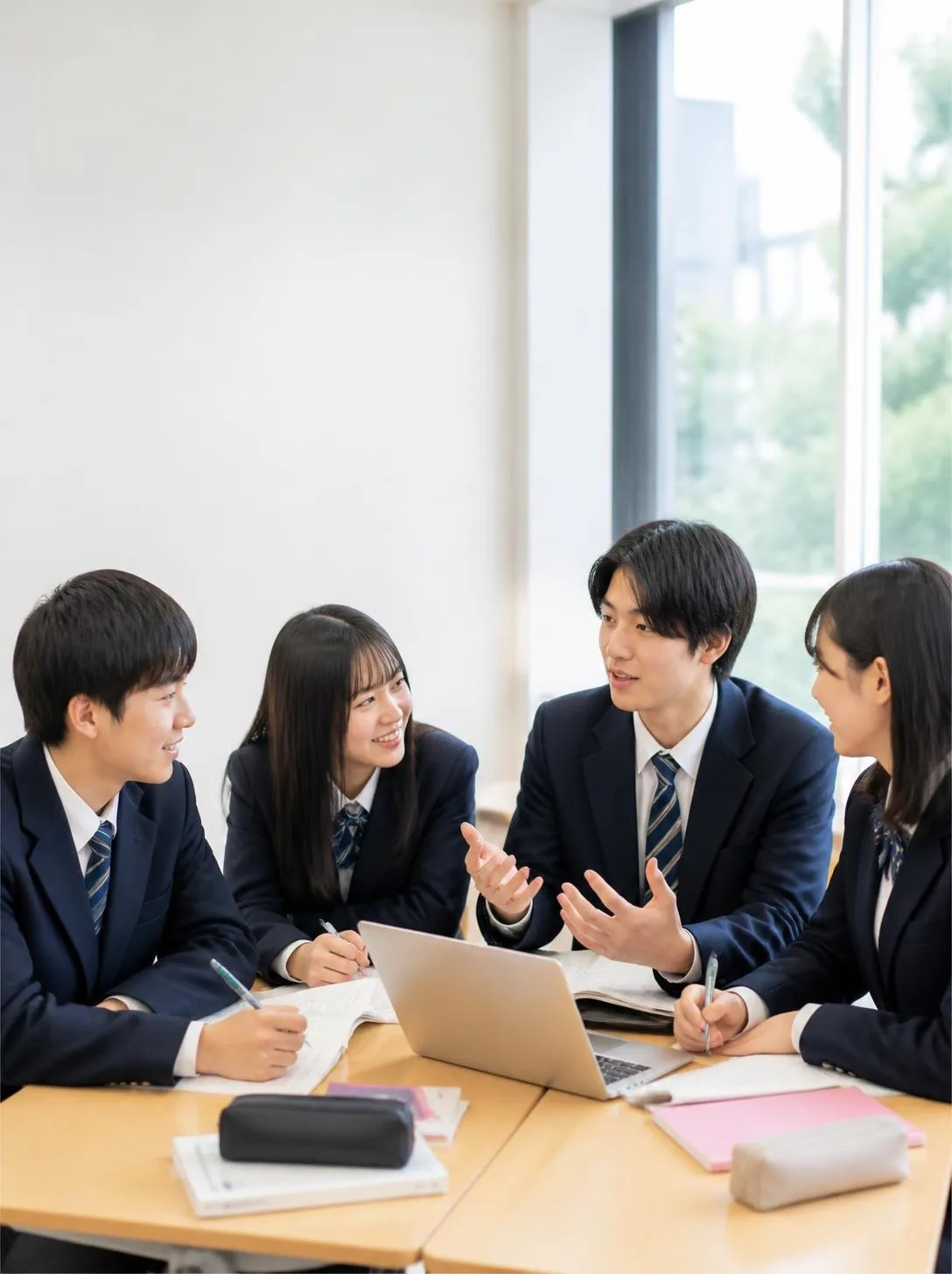 議論する高校生たちのイメージ写真